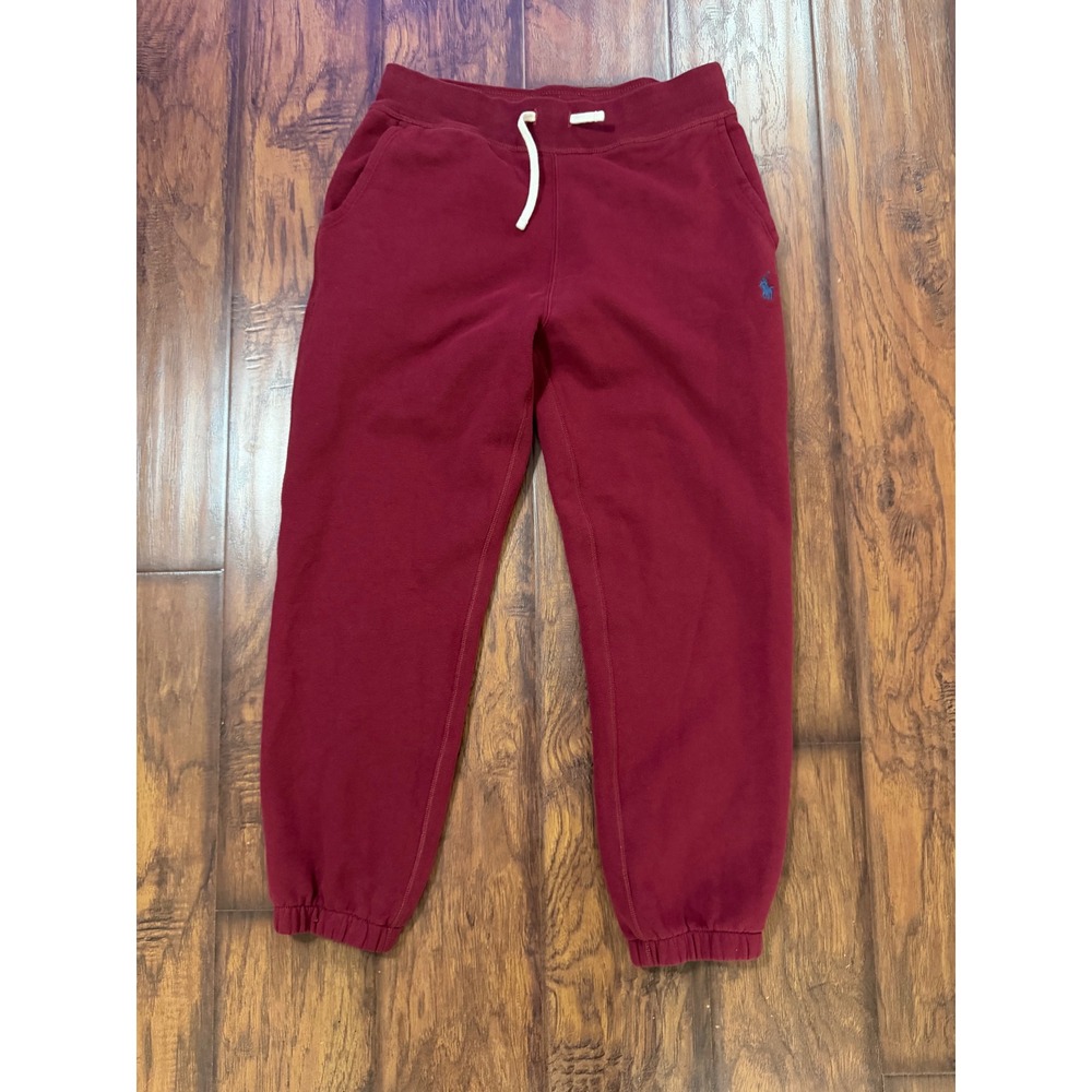 Polo Ralph Lauren Men's Medium Burgundy Fleece Jogger Sweatpants Pony Logo Red